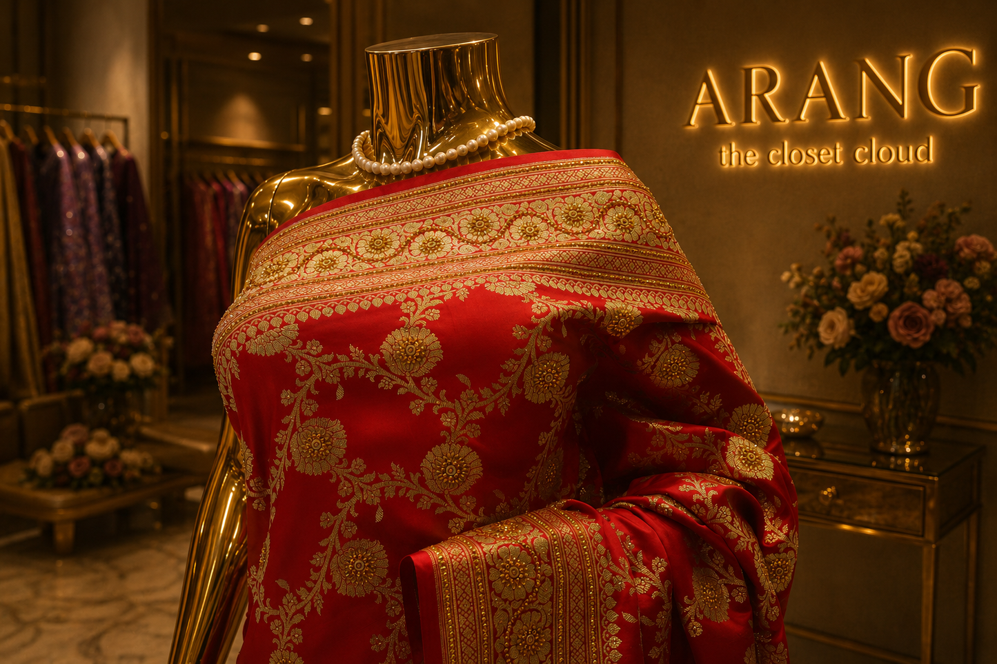 "The Epitome of Bridal Red" Premium Banarasi Silk Saree