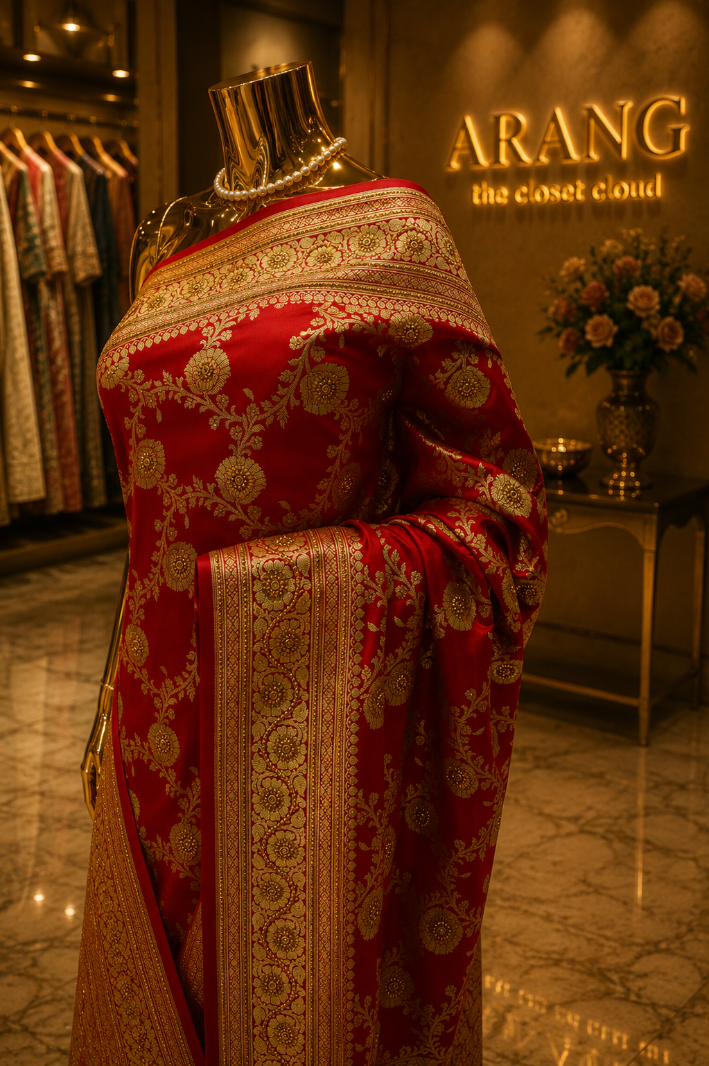 "The Epitome of Bridal Red" Premium Banarasi Silk Saree