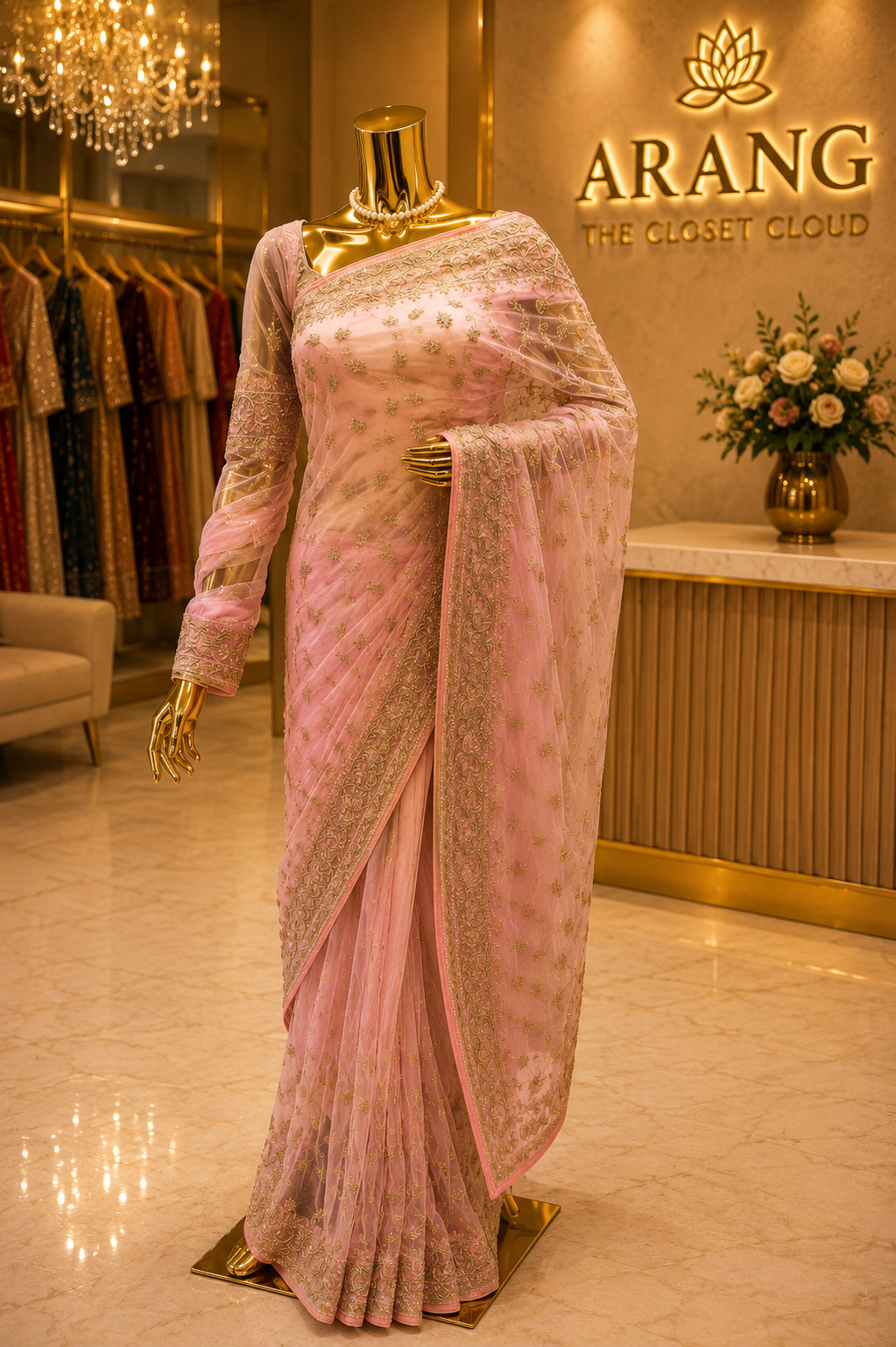 "The Blush Pink" Luxurious Handcrafted Designer Saree