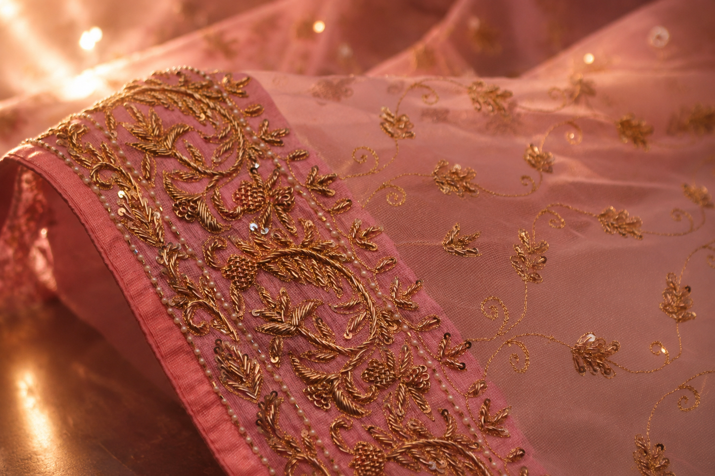 "The Blush Pink" Luxurious Handcrafted Designer Saree