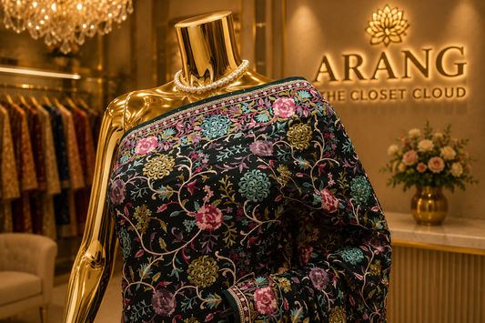"The Bottle Green" Premium Kashmiri Saree