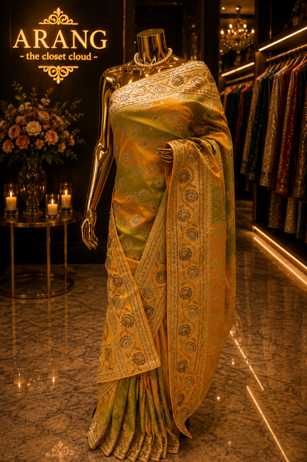 "The Mustard & Olive" Premium Banarasi Silk Saree