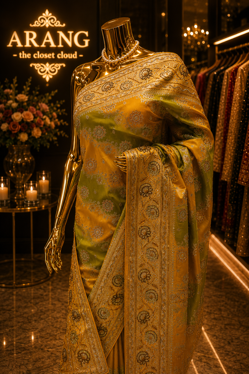 "The Mustard & Olive" Premium Banarasi Silk Saree