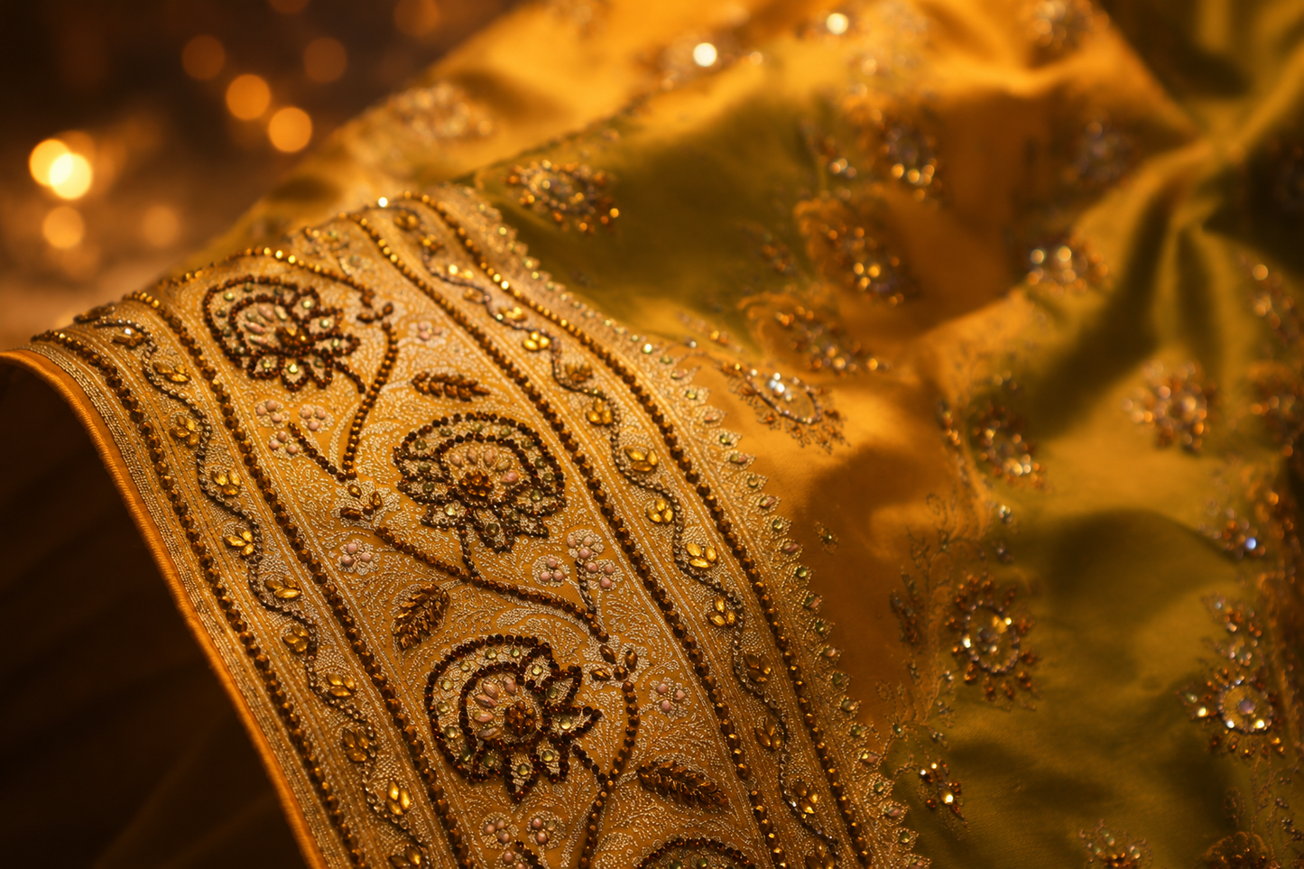 "The Mustard & Olive" Premium Banarasi Silk Saree