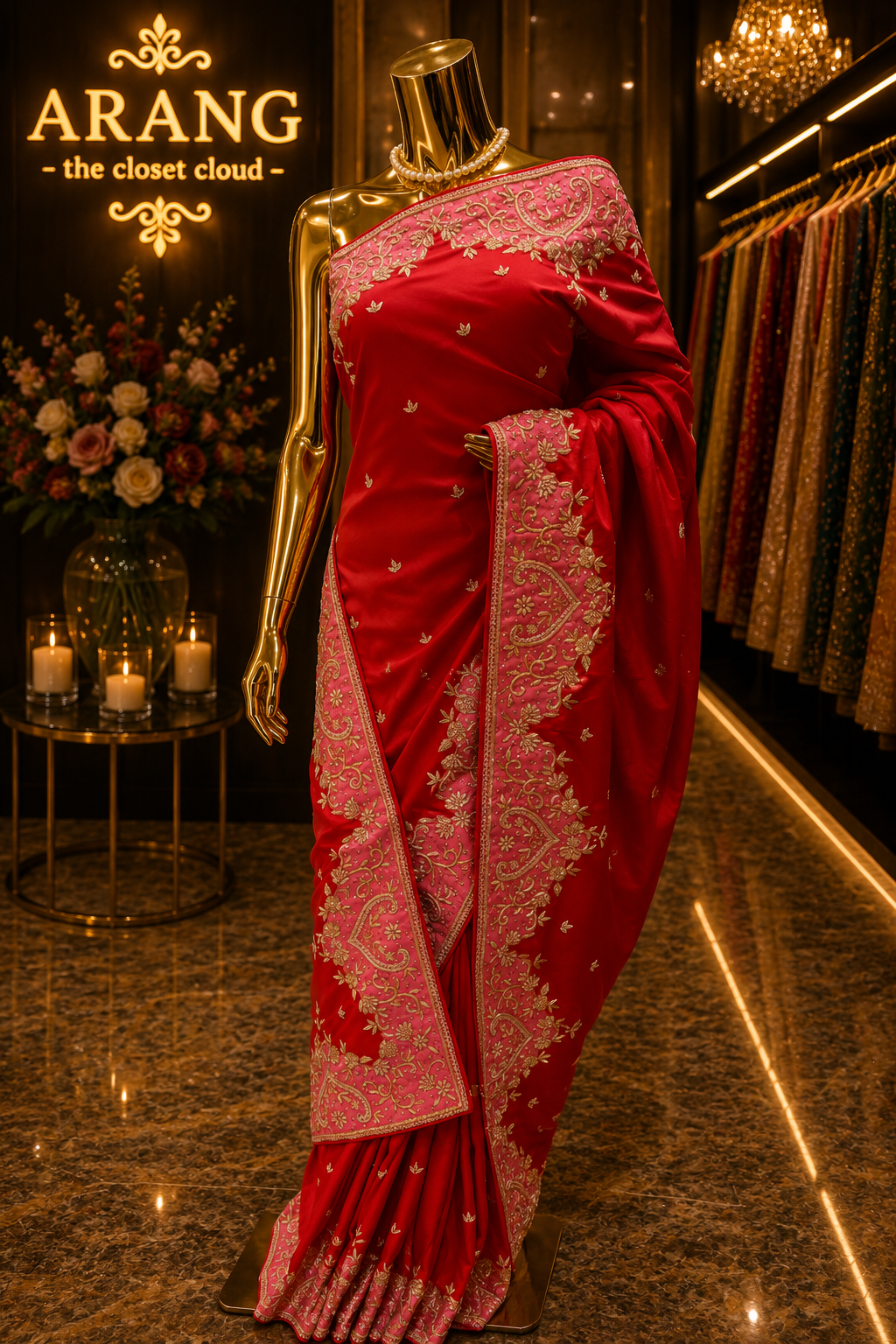 "The Vibrant Crimson Red" Premium Handcrafted Saree
