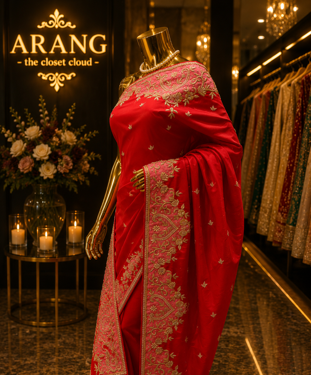 "The Vibrant Crimson Red" Premium Handcrafted Saree