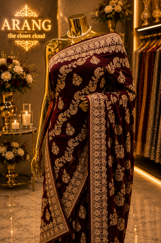 “The Luxury Deep Maroon" Premium Designer Saree