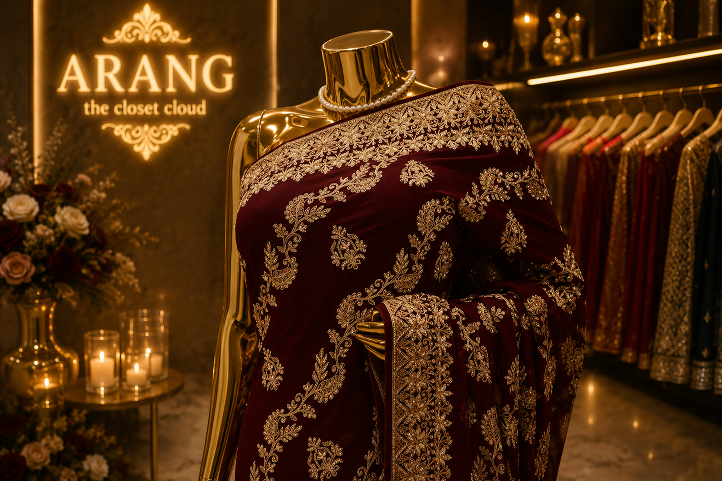 “The Luxury Deep Maroon" Premium Designer Saree