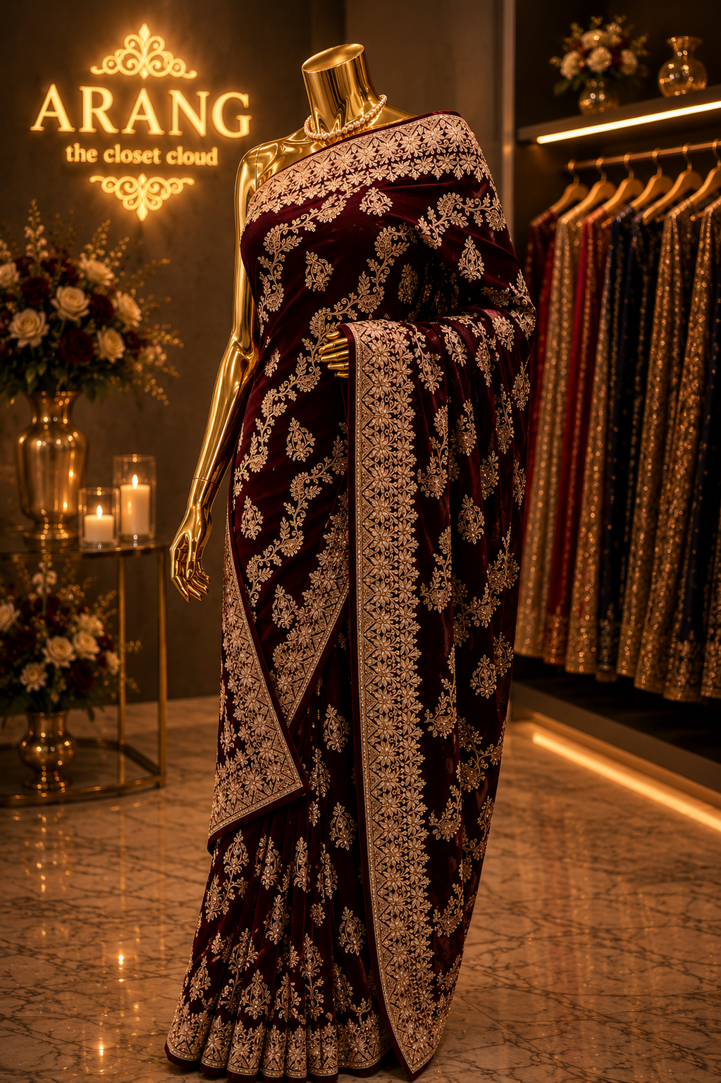 “The Luxury Deep Maroon" Premium Designer Saree
