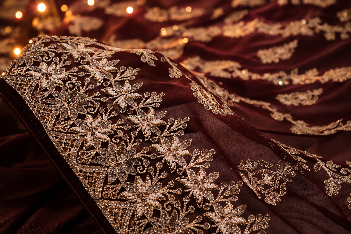 “The Luxury Deep Maroon" Premium Designer Saree