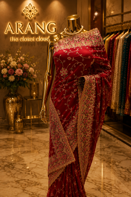 “The Rubine Pink" Premium Designer Saree