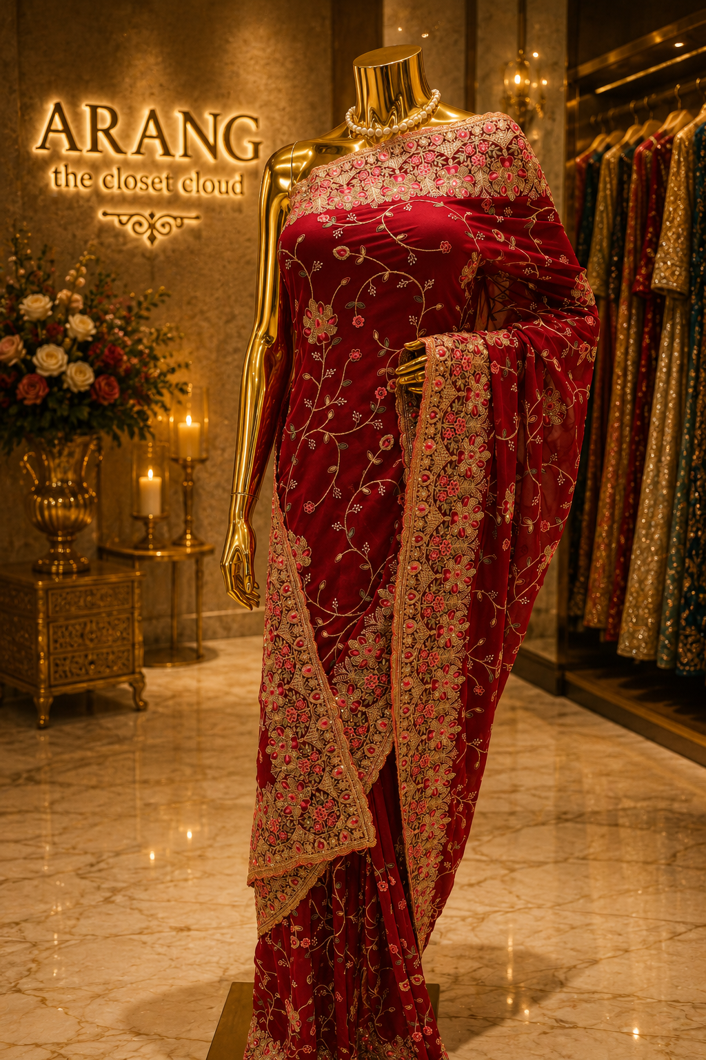 “The Rubine Pink" Premium Designer Saree