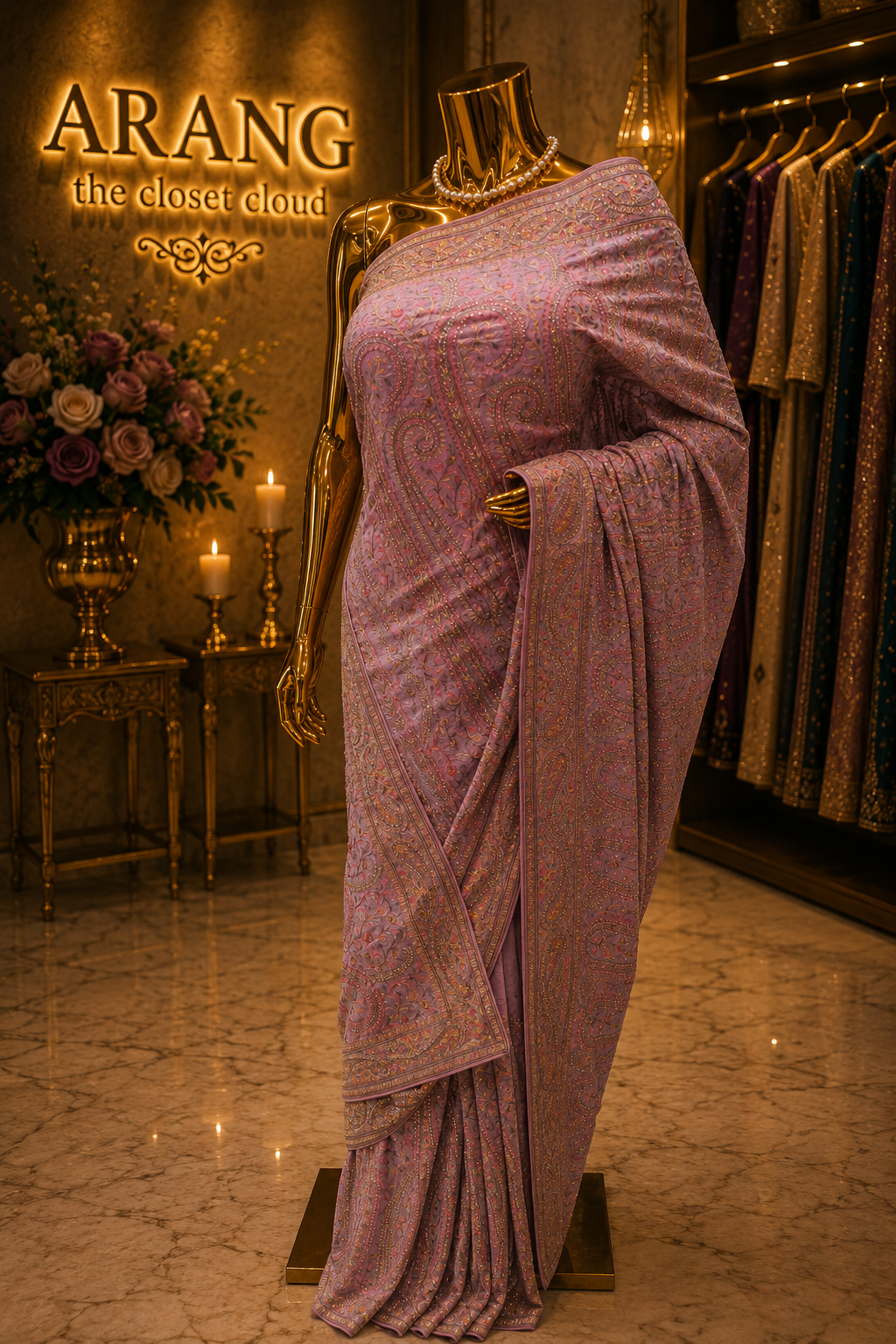"The Sophisticated Mauve" Designer Rajwadi Saree