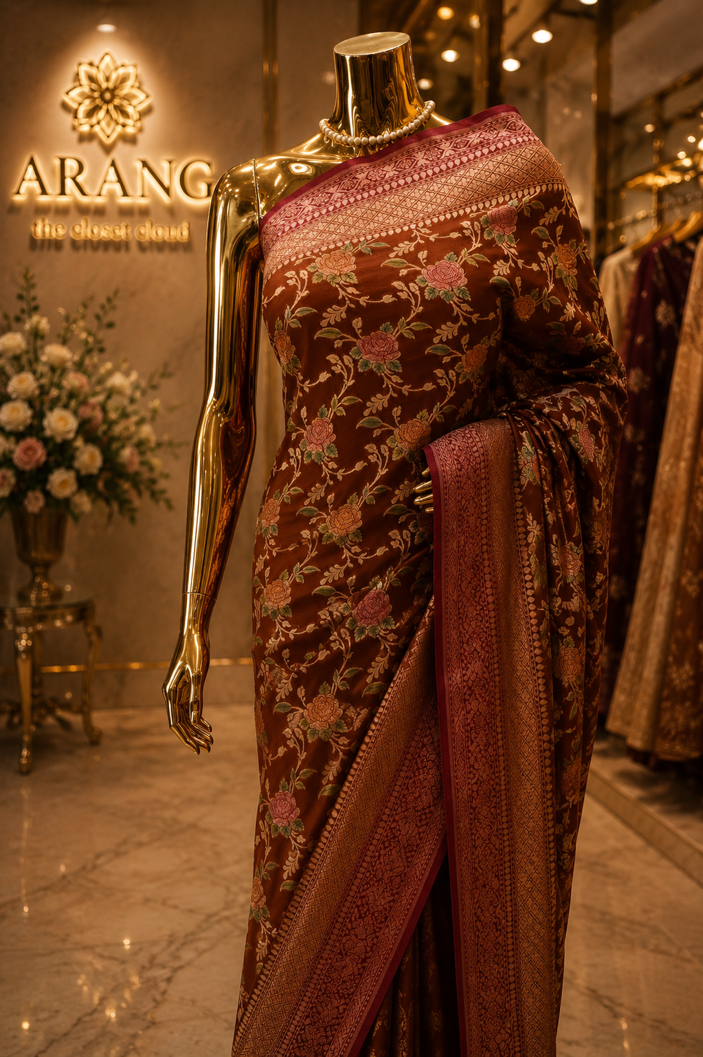 “The Terracotta” Premium Banarasi Khaddi Georgette Saree