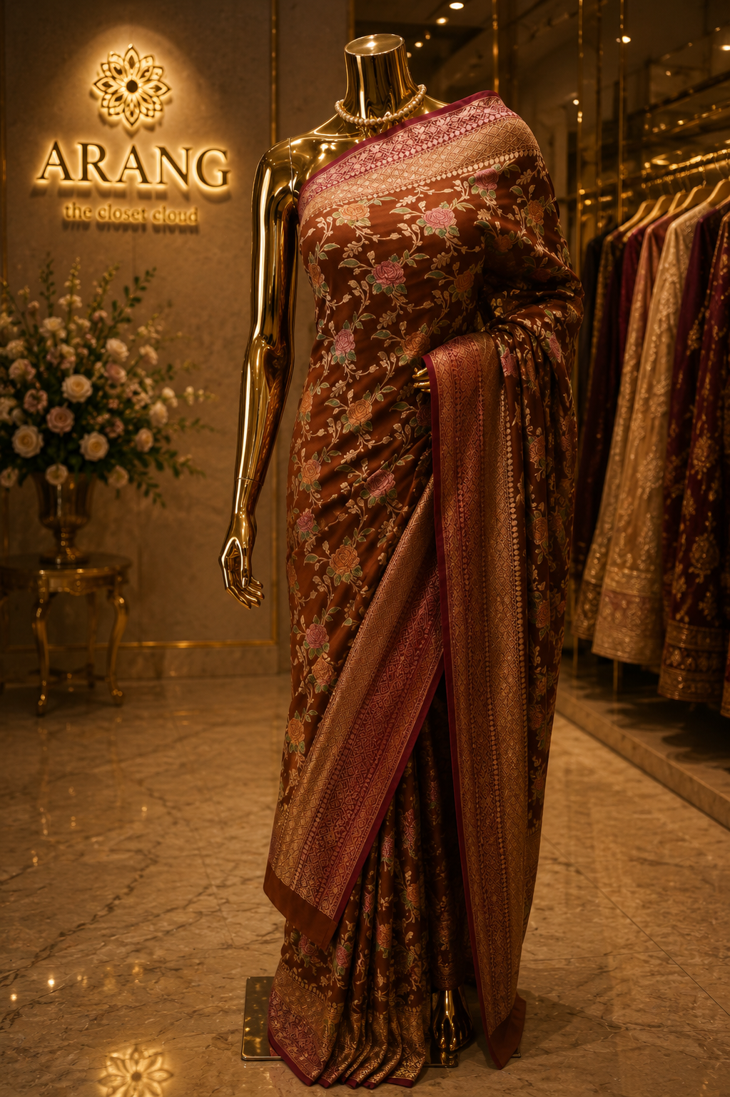 “The Terracotta” Premium Banarasi Khaddi Georgette Saree