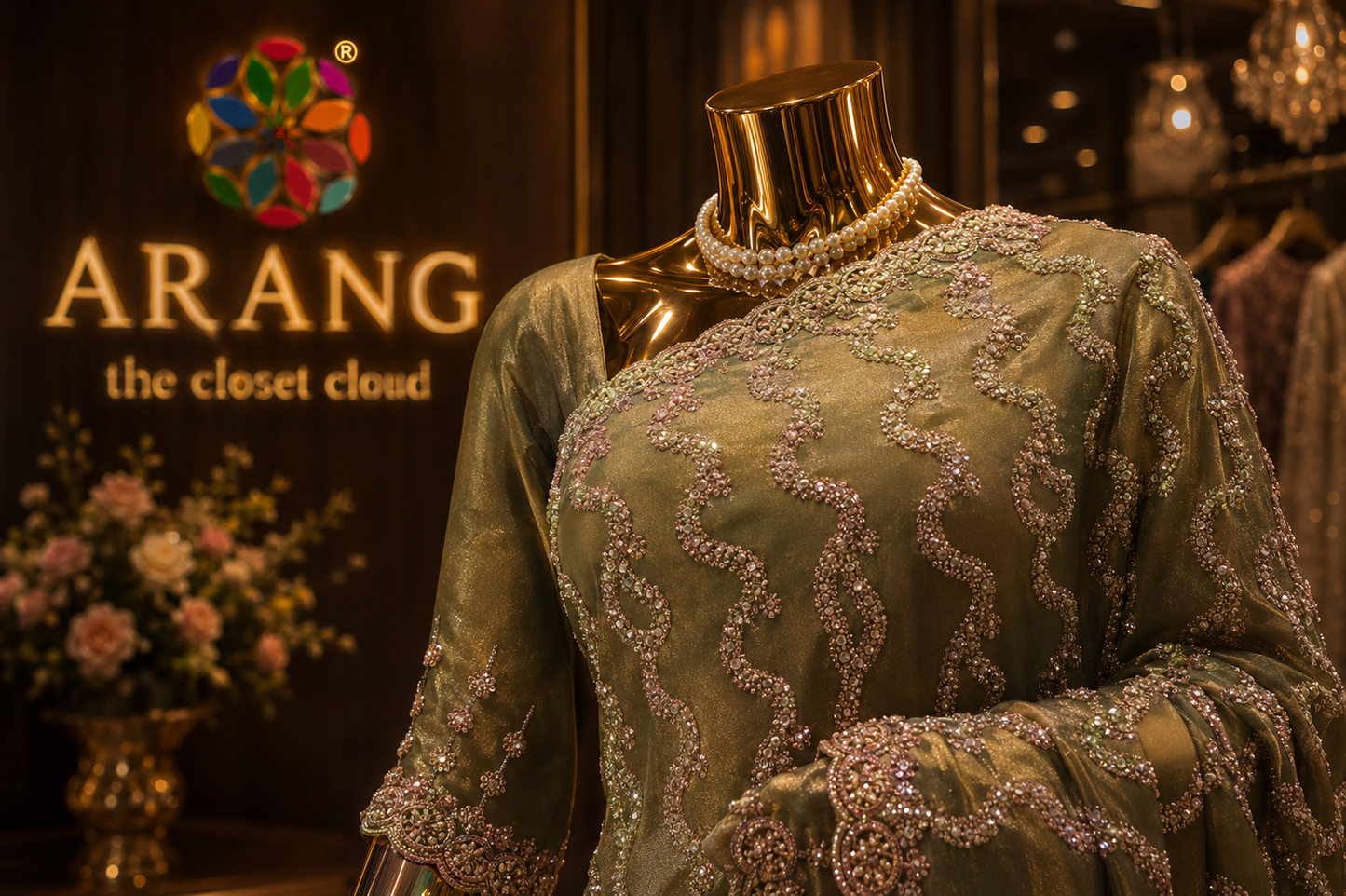 “The Antique Moss Green" Premium Designer Saree