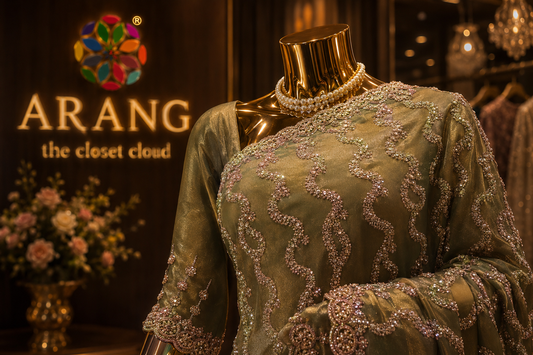“The Antique Moss Green" Premium Designer Saree