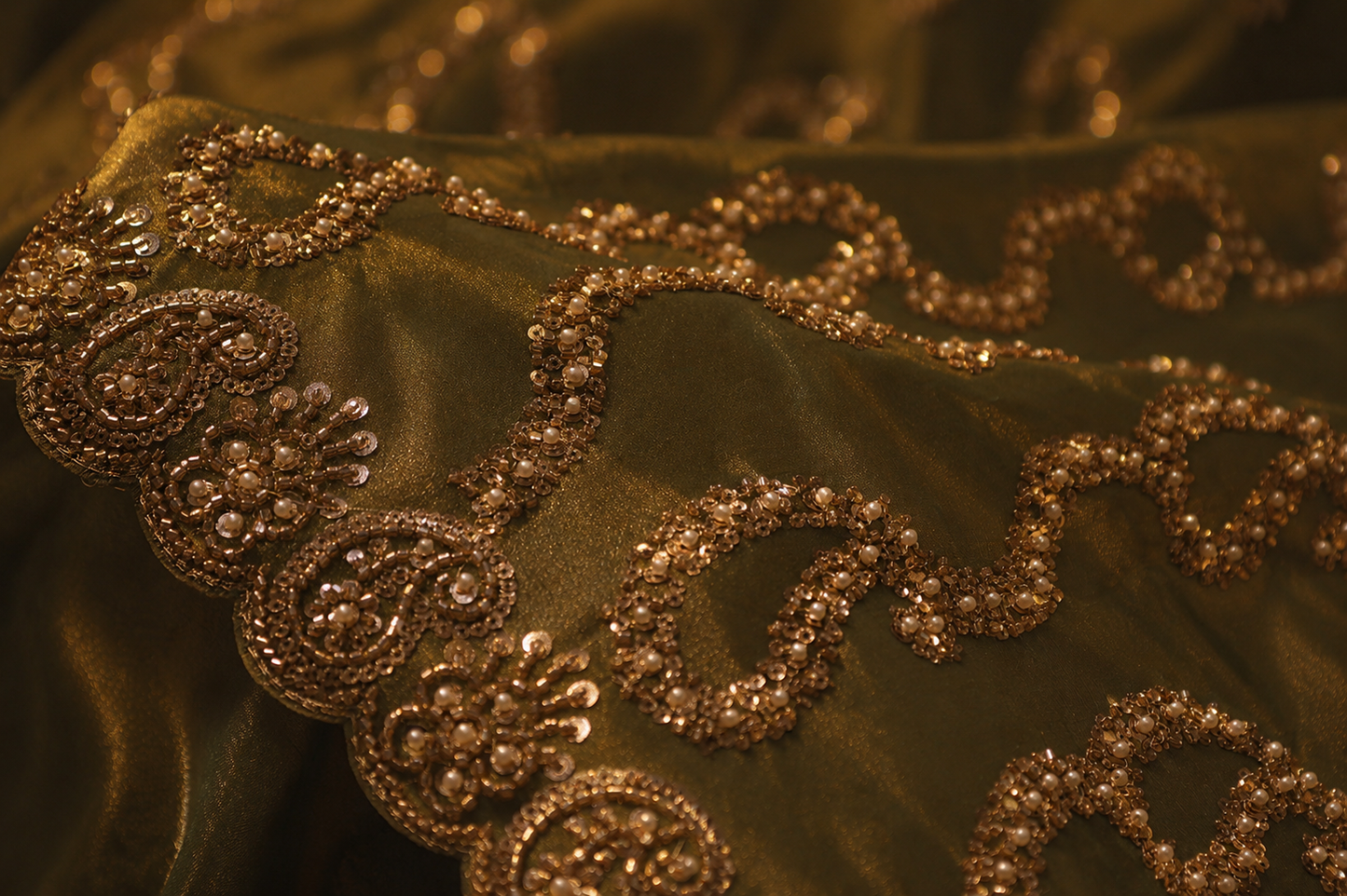 “The Antique Moss Green" Premium Designer Saree