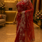The Cincinnati Red" Premium Designer Saree