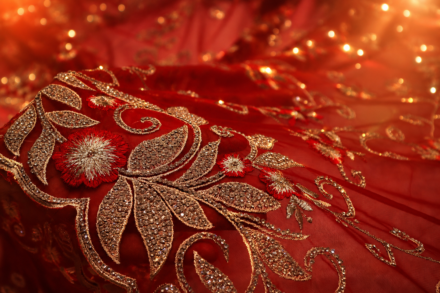The Cincinnati Red" Premium Designer Saree