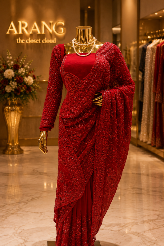 "The Persian Red" Premium Designer Saree