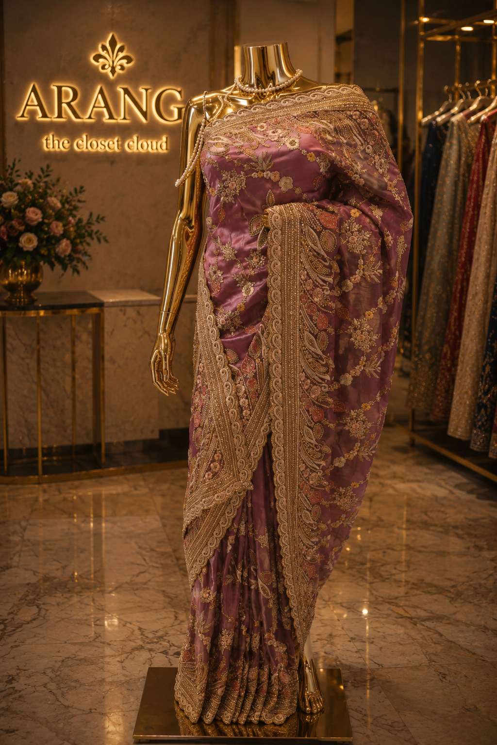 "The Metallic Mauve" Premium Designer Saree