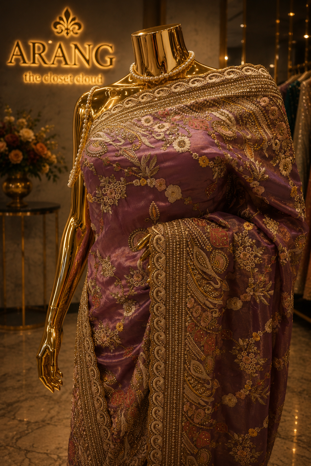 "The Metallic Mauve" Premium Designer Saree