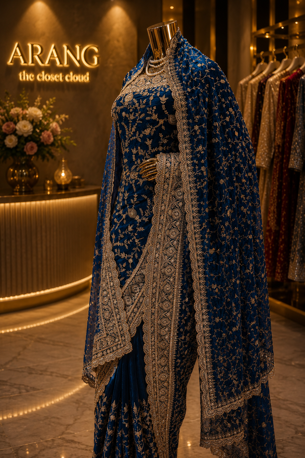 "The Deep Prussian Blue " Premium Designer with Veil