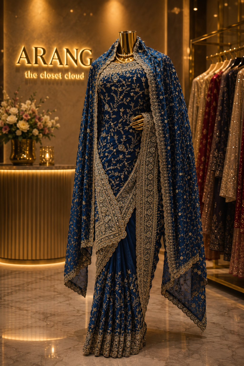 "The Deep Prussian Blue " Premium Designer with Veil