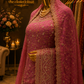 "The Deep Rose Pink" Premium Designer Saree with Veil