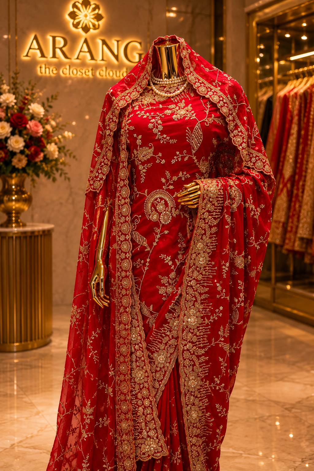 "The Royal Pink" Premium Bridal Saree With Veil