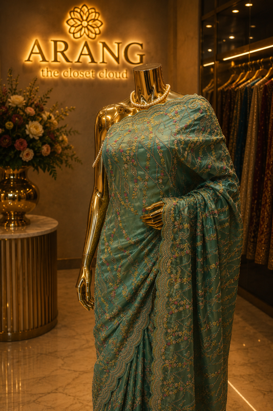 "The Persian Green" Premium Designer Saree
