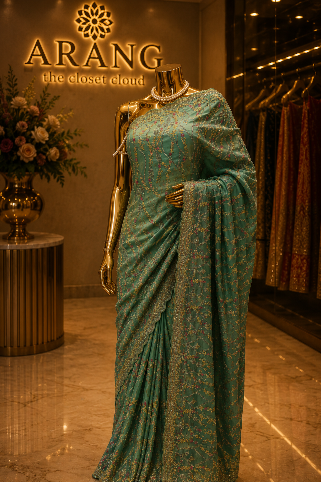 "The Persian Green" Premium Designer Saree