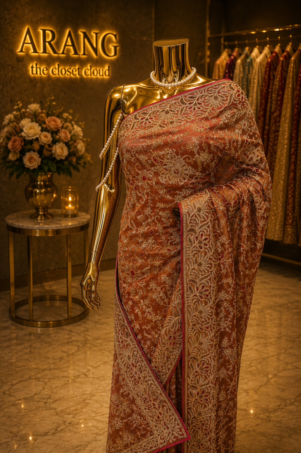 “The Burnt Copper" Luxurious Wedding Wear Saree