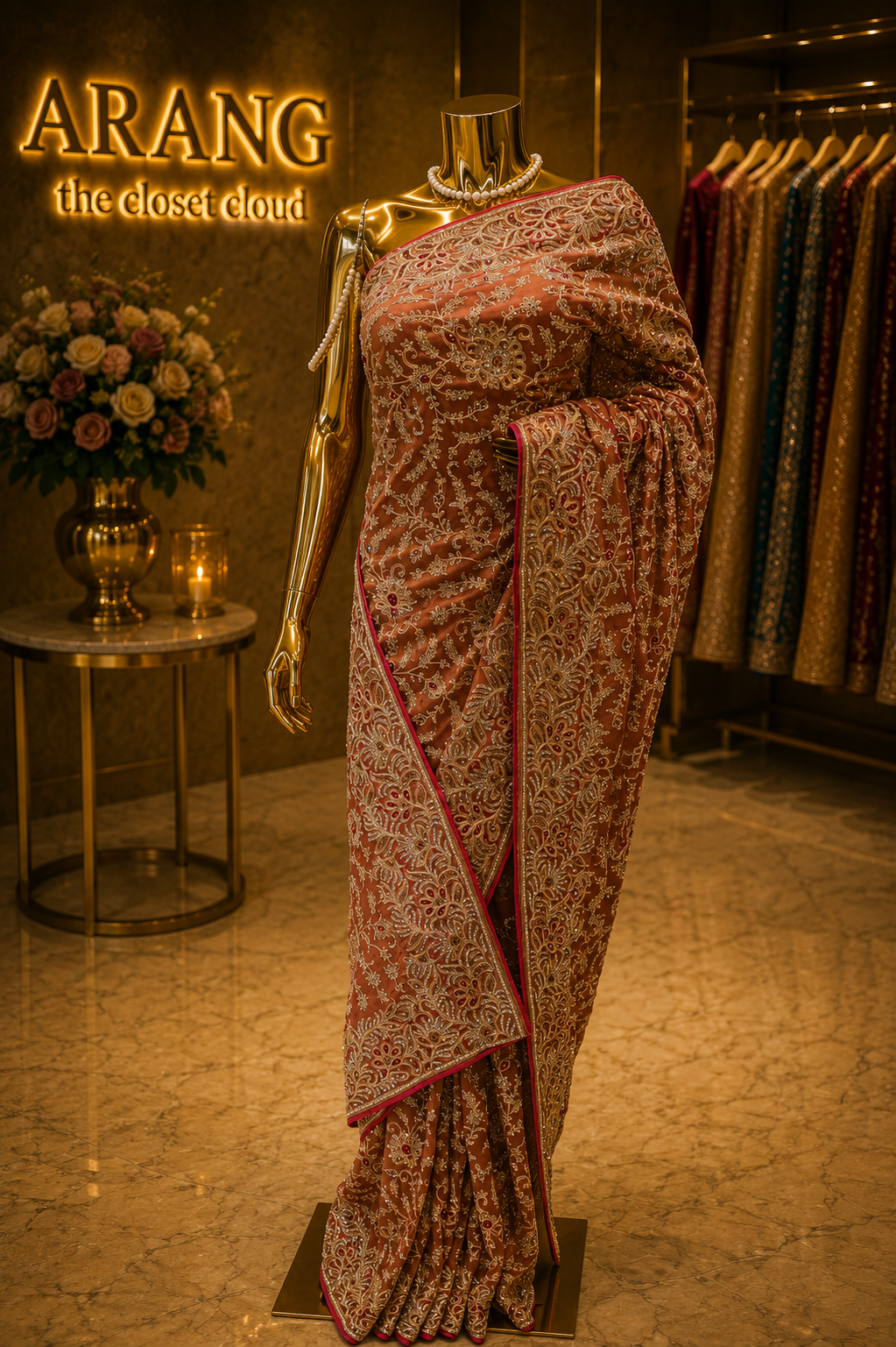 “The Burnt Copper" Luxurious Wedding Wear Saree