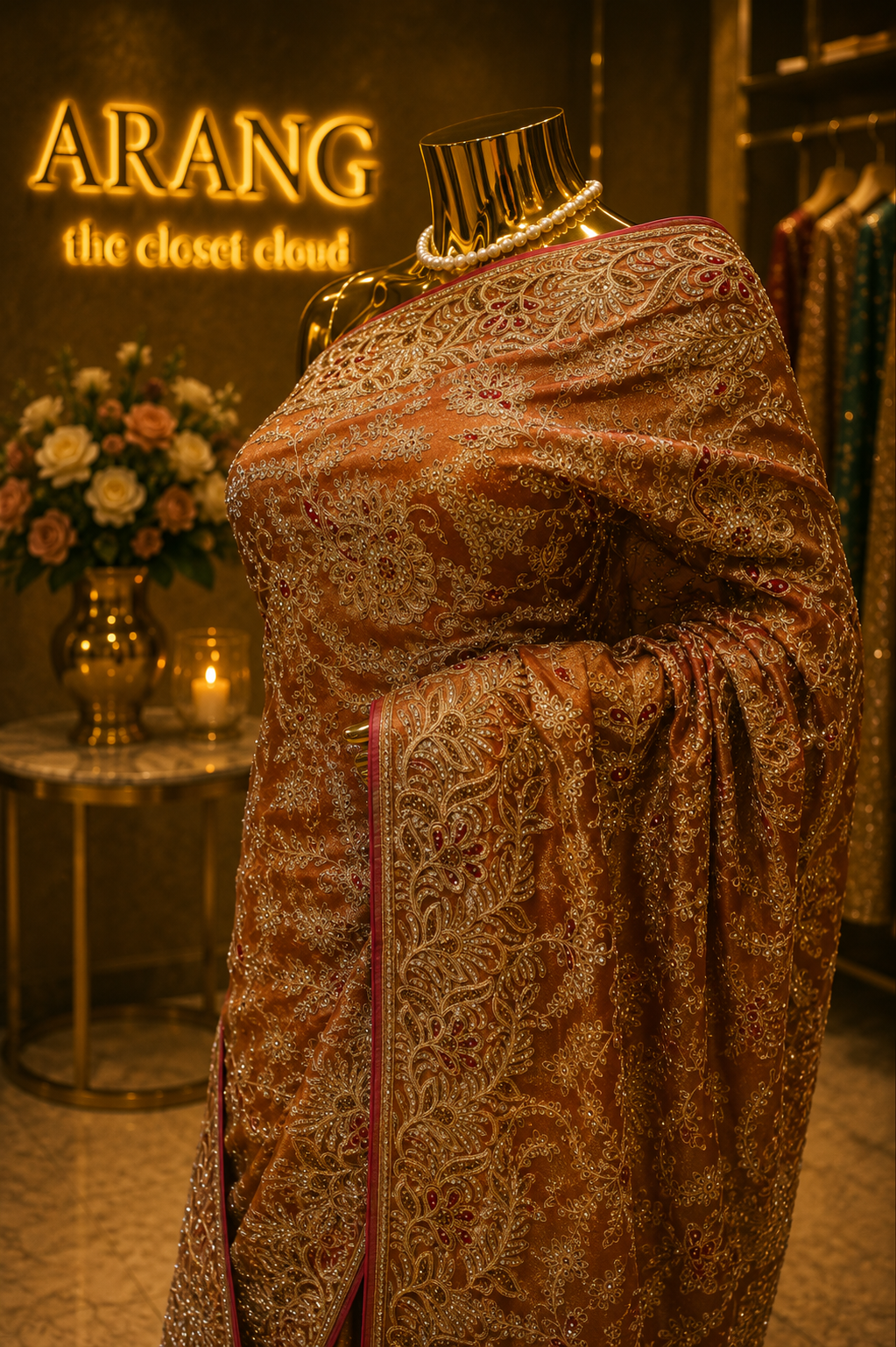“The Burnt Copper" Luxurious Wedding Wear Saree