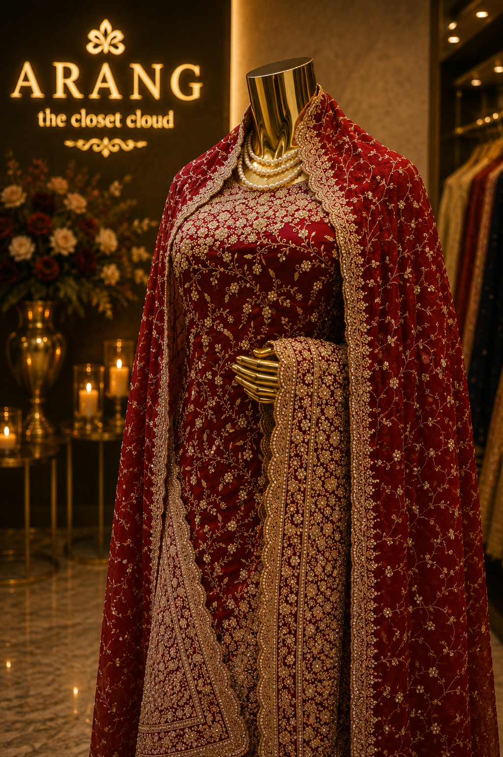 "The Royal Maroon" Premium Bridal Saree with Veil
