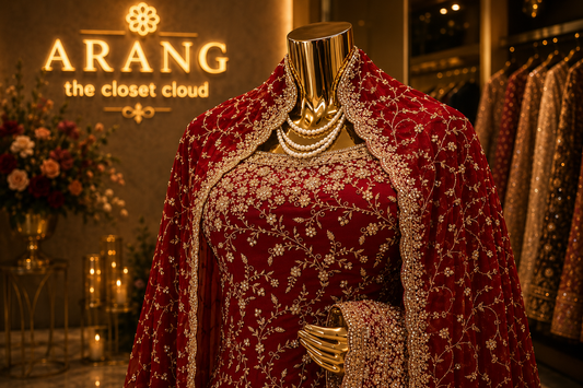 "The Royal Maroon" Premium Bridal Saree with Veil