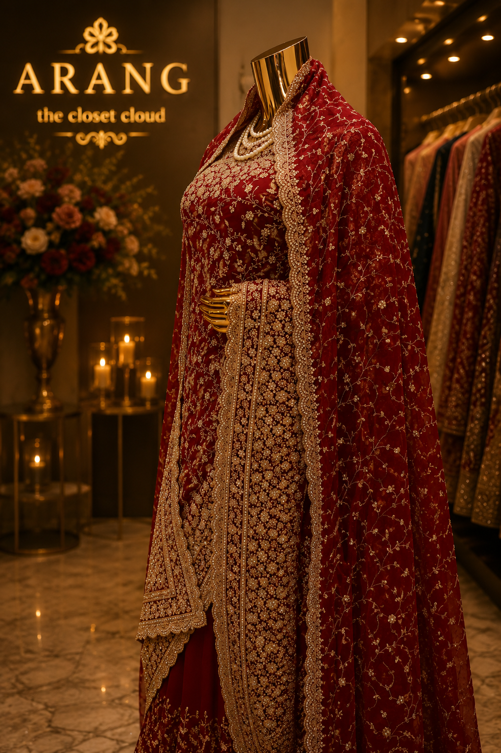 "The Royal Maroon" Premium Bridal Saree with Veil