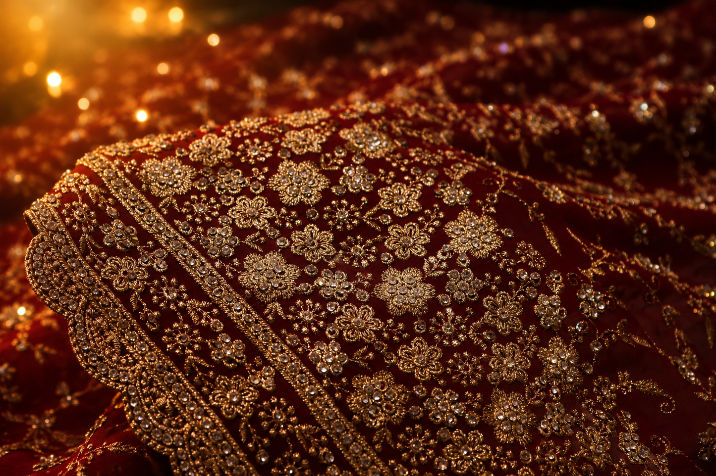 "The Royal Maroon" Premium Bridal Saree with Veil