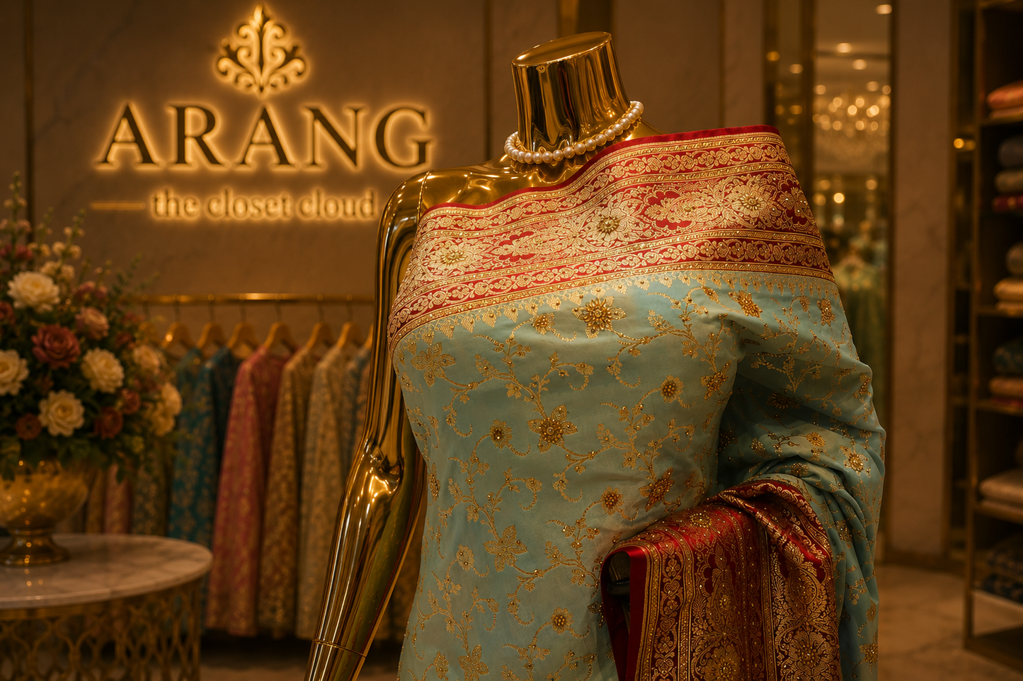 "The Sea Green Duet" Premium Banarasi Silk Saree