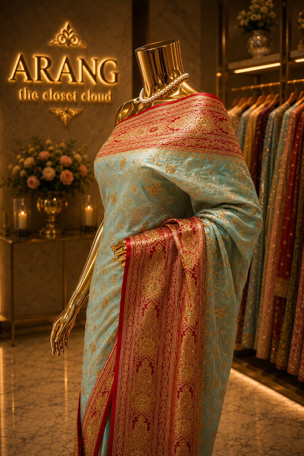 "The Sea Green Duet" Premium Banarasi Silk Saree