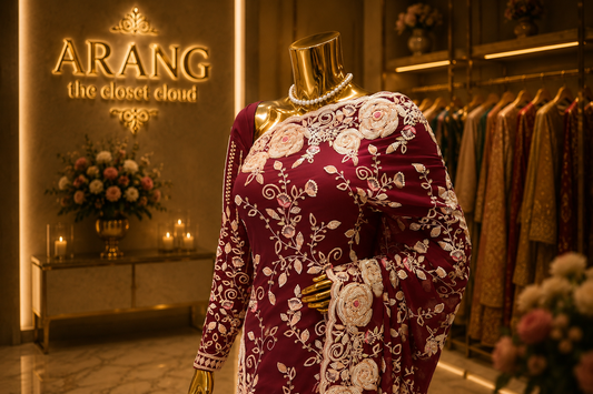 "The Royal Maroon" Premium Designer Saree