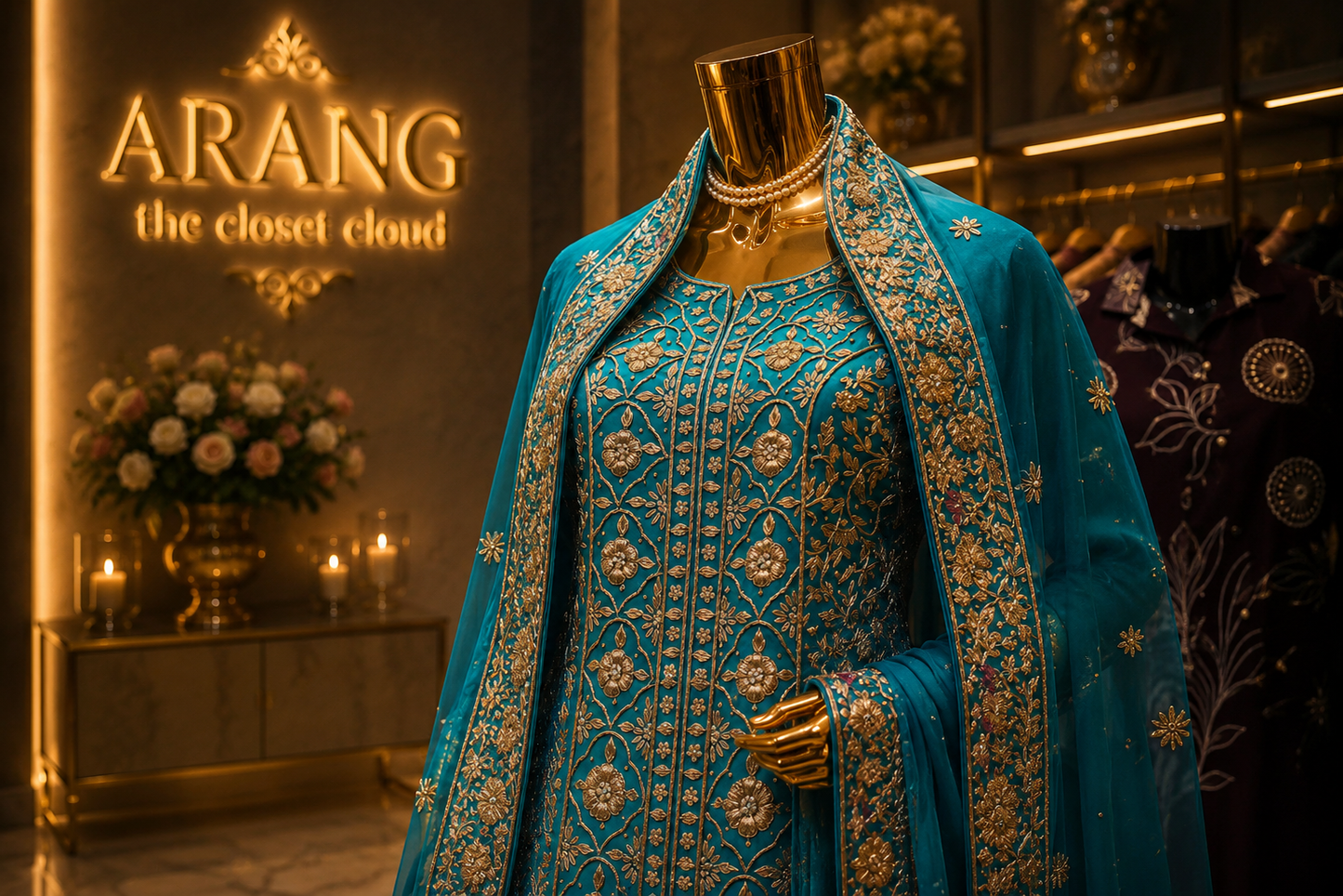 "The Peacock Blue" Premium Hand-Embroidered Bridal Lehenga