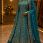 "The Peacock Blue" Premium Hand-Embroidered Bridal Lehenga