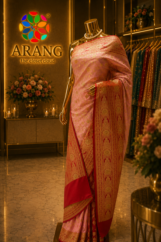 "The Pink & Red" Premium Banarasi Silk Saree