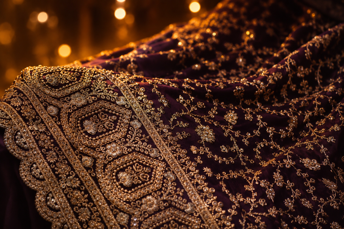 "The True Purple" Premium Designer Saree with Veil