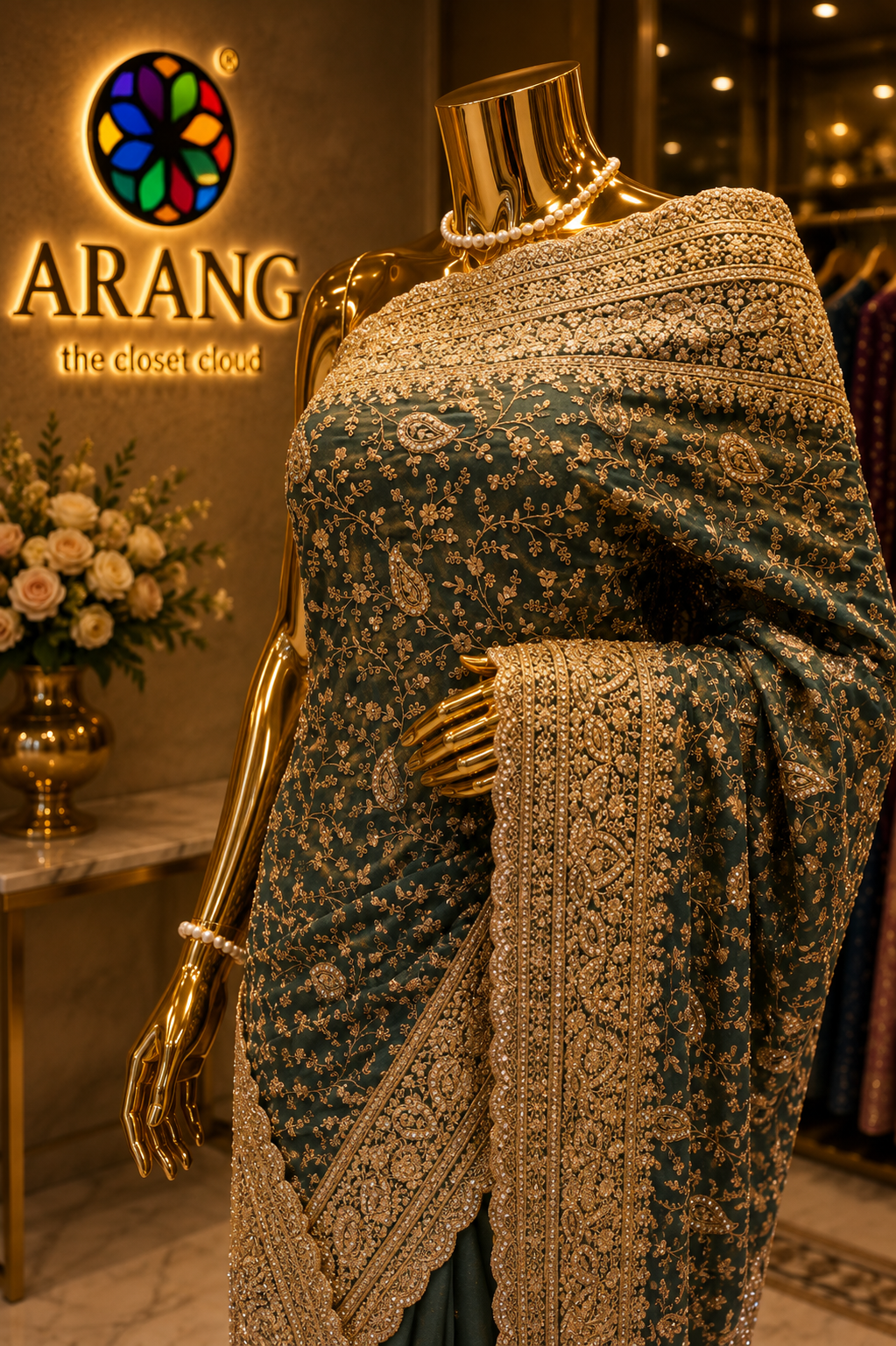 "The Dusty Green" Premium Designer Saree