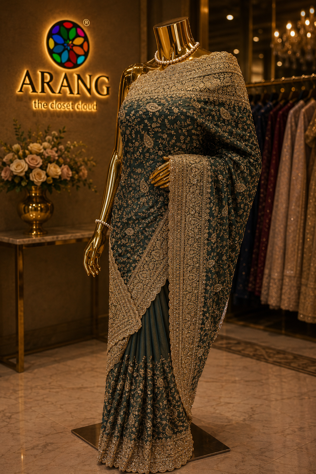 "The Dusty Green" Premium Designer Saree