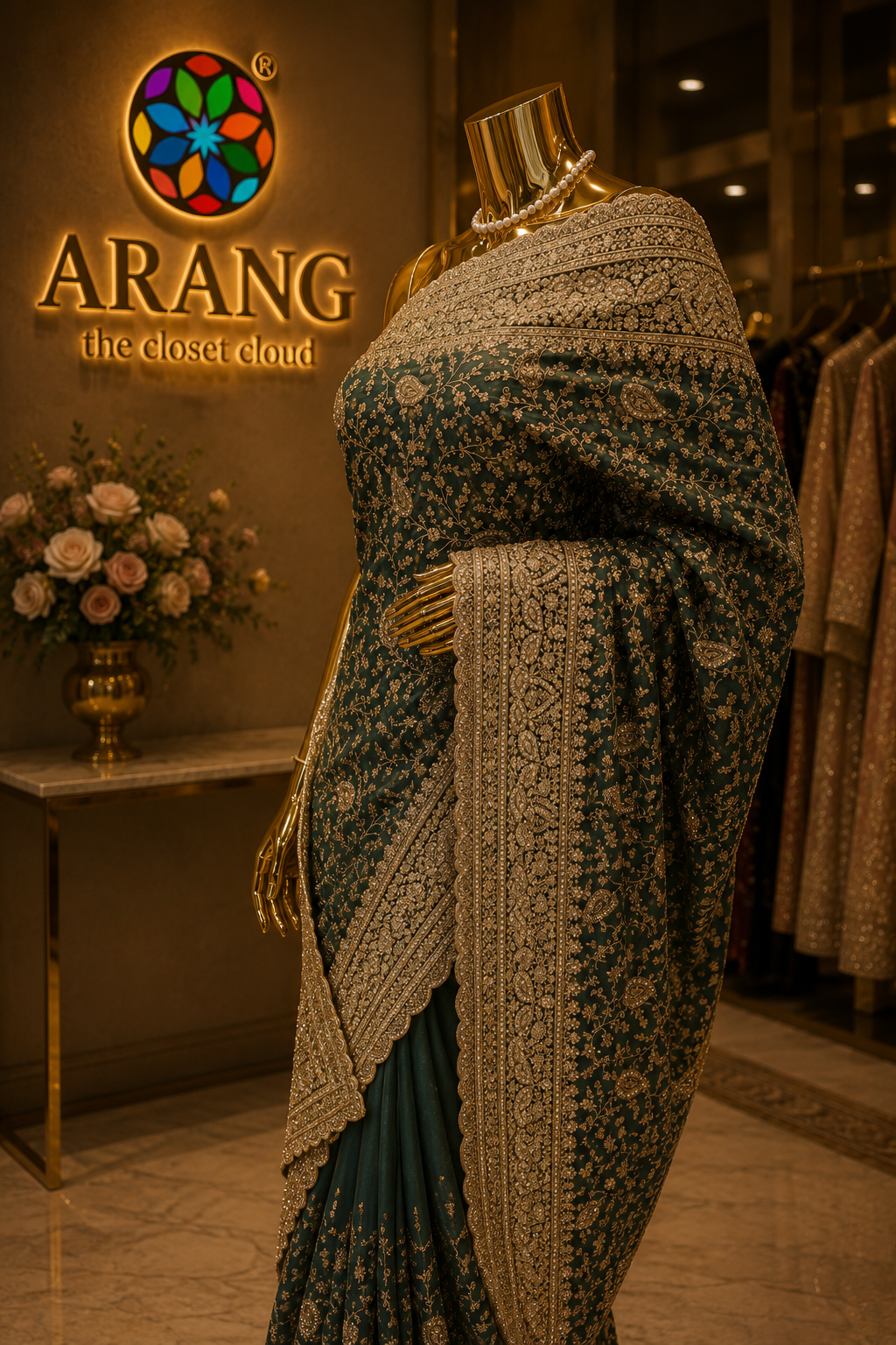 "The Dusty Green" Premium Designer Saree